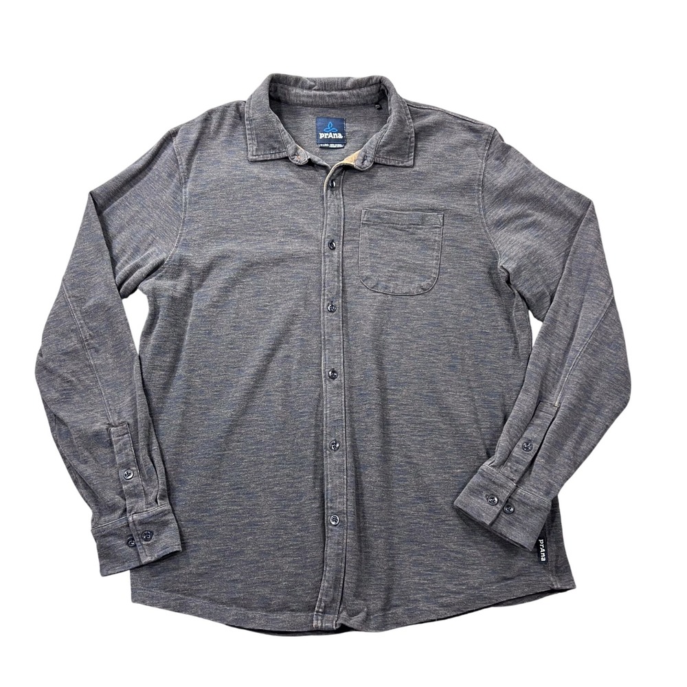 Prana Men's XL Ronnie Long Sleeve Button Up Shirt Pocket Heathered Gray Casual‎
